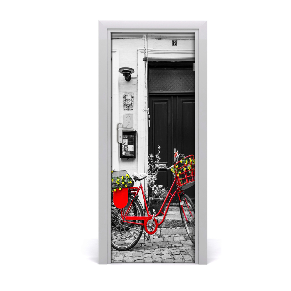 Fototapeta samoprzylepna na drzwi Czerwony rower miejski