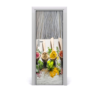 Naklejka na drzwi samoprzylepna Kolorowe przyprawy