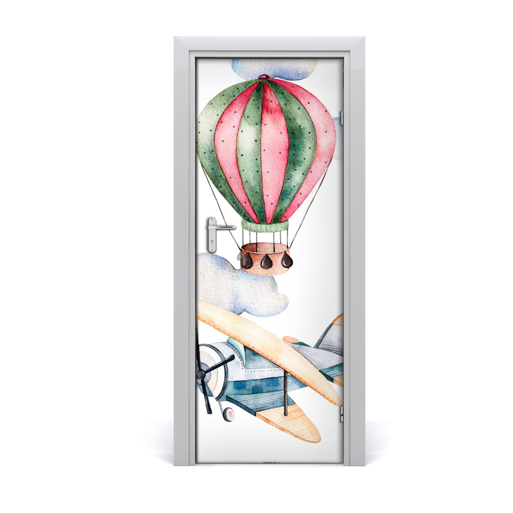 Naklejka samoprzylepna na drzwi Balony i samoloty