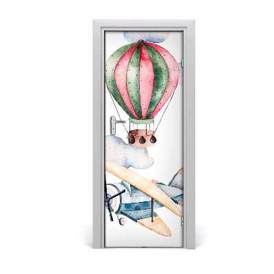 Naklejka samoprzylepna na drzwi Balony i samoloty