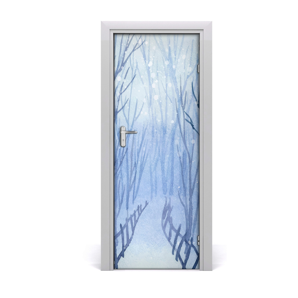 Naklejka na drzwi samoprzylepna Zimowy las