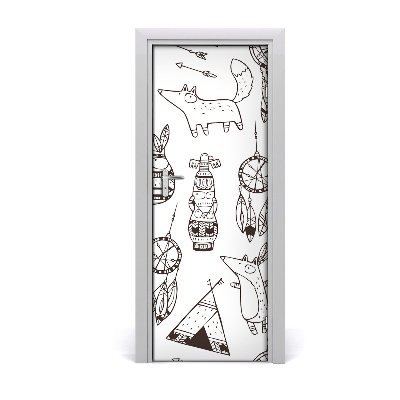 Naklejka samoprzylepna na drzwi Indiańskie tło