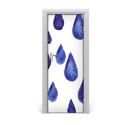 Naklejka fototapeta na drzwi Niebieskie duże krople