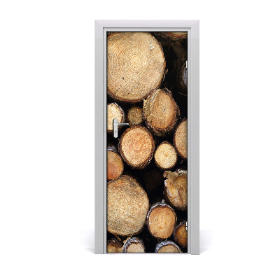 Naklejka fototapeta na drzwi Drewniane pnie