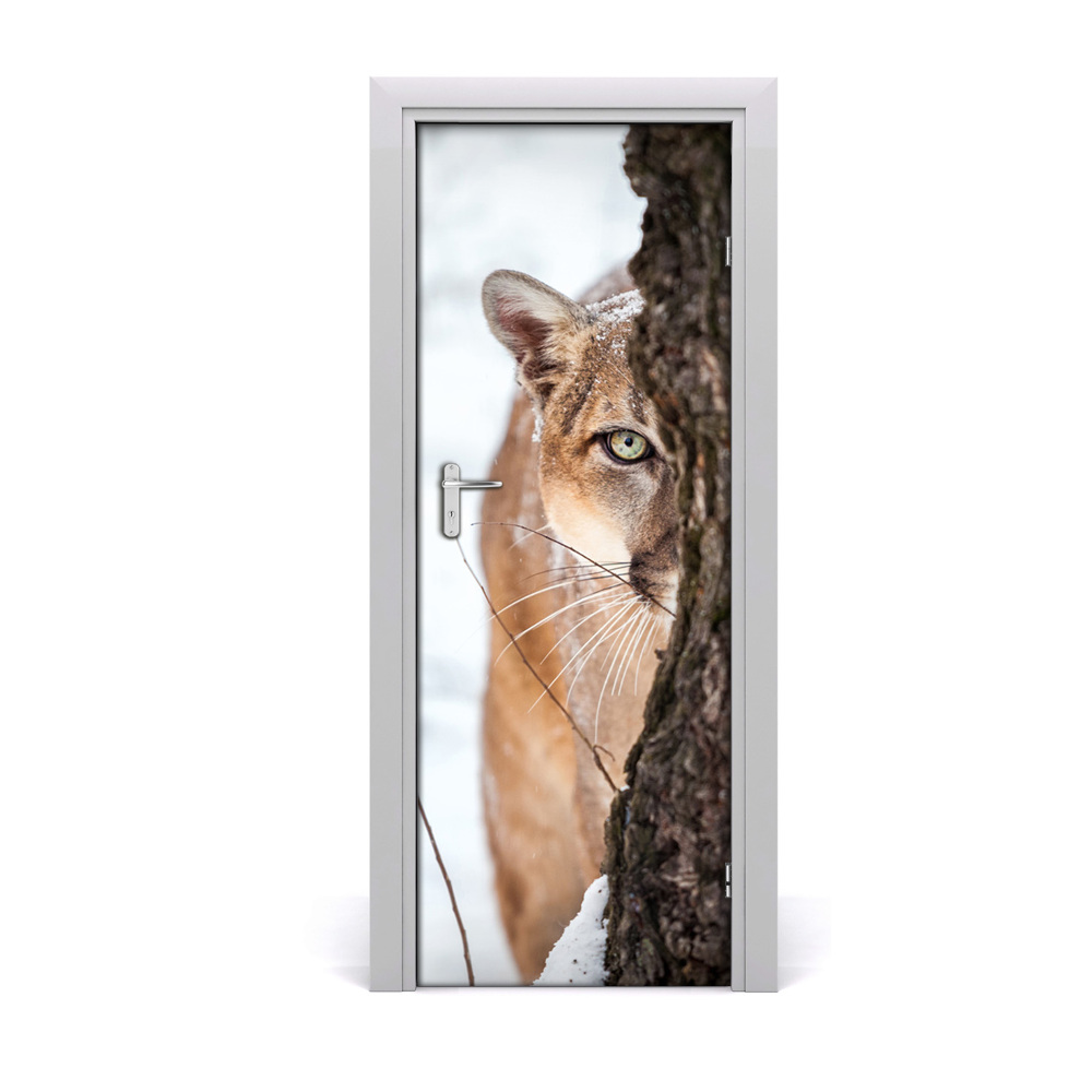 Fototapeta samoprzylepna na drzwi Puma Górska śnieg