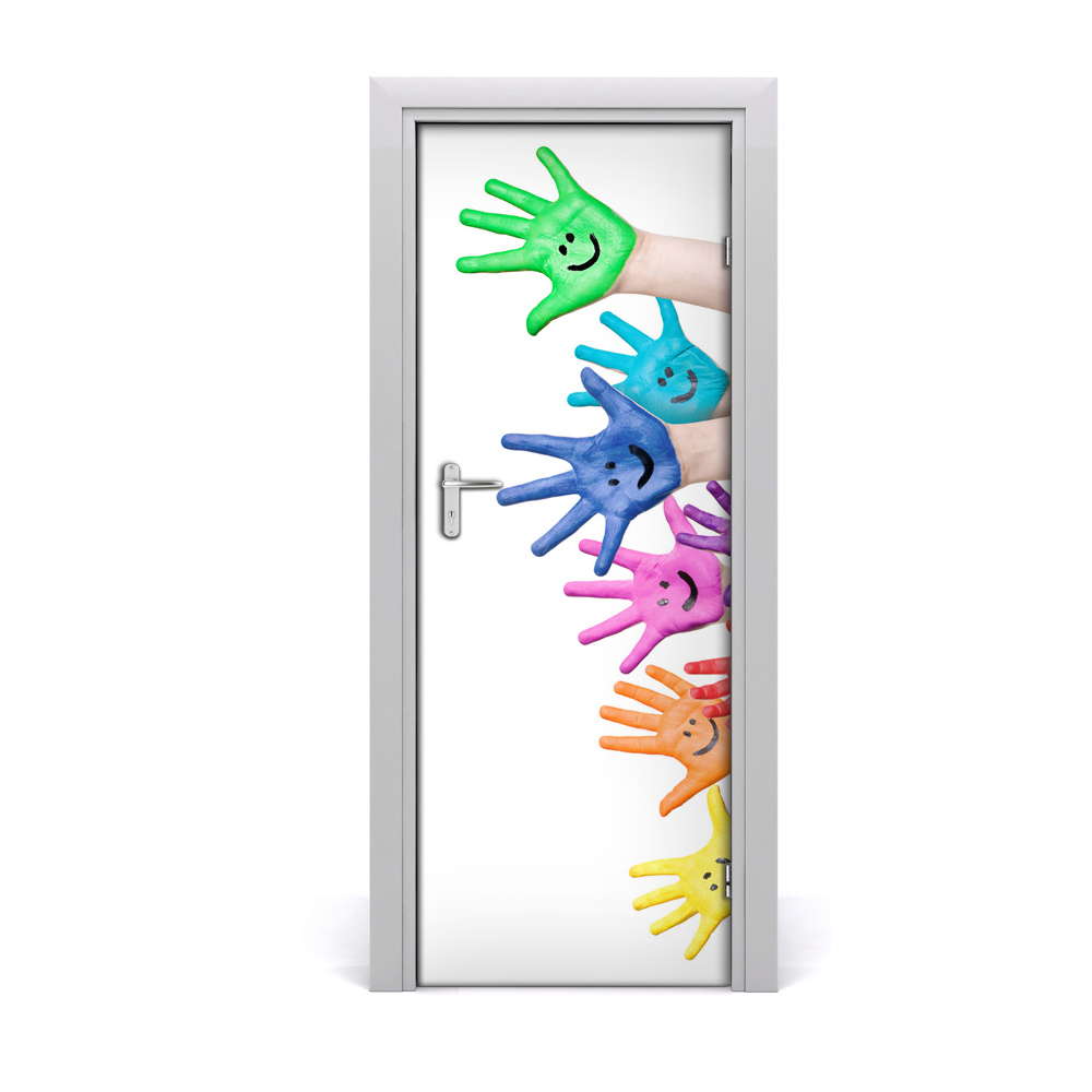 Naklejka samoprzylepna na drzwi Kolorowe ręce