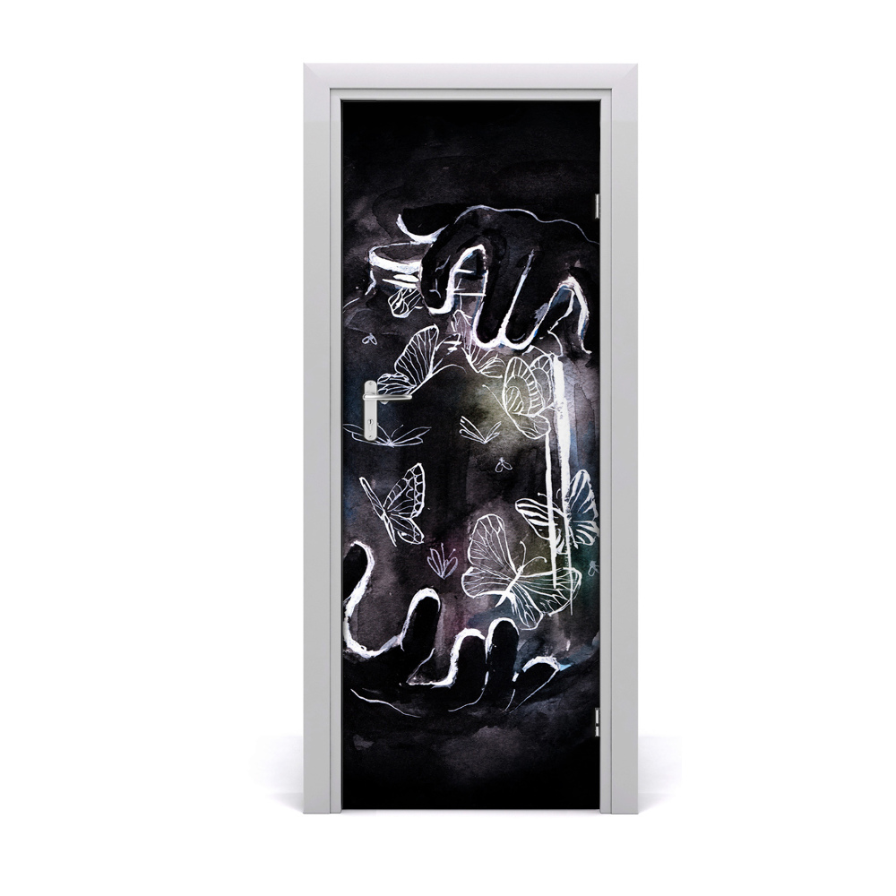 Naklejka samoprzylepna na drzwi Motyle w słoiku