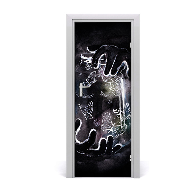 Naklejka samoprzylepna na drzwi Motyle w słoiku