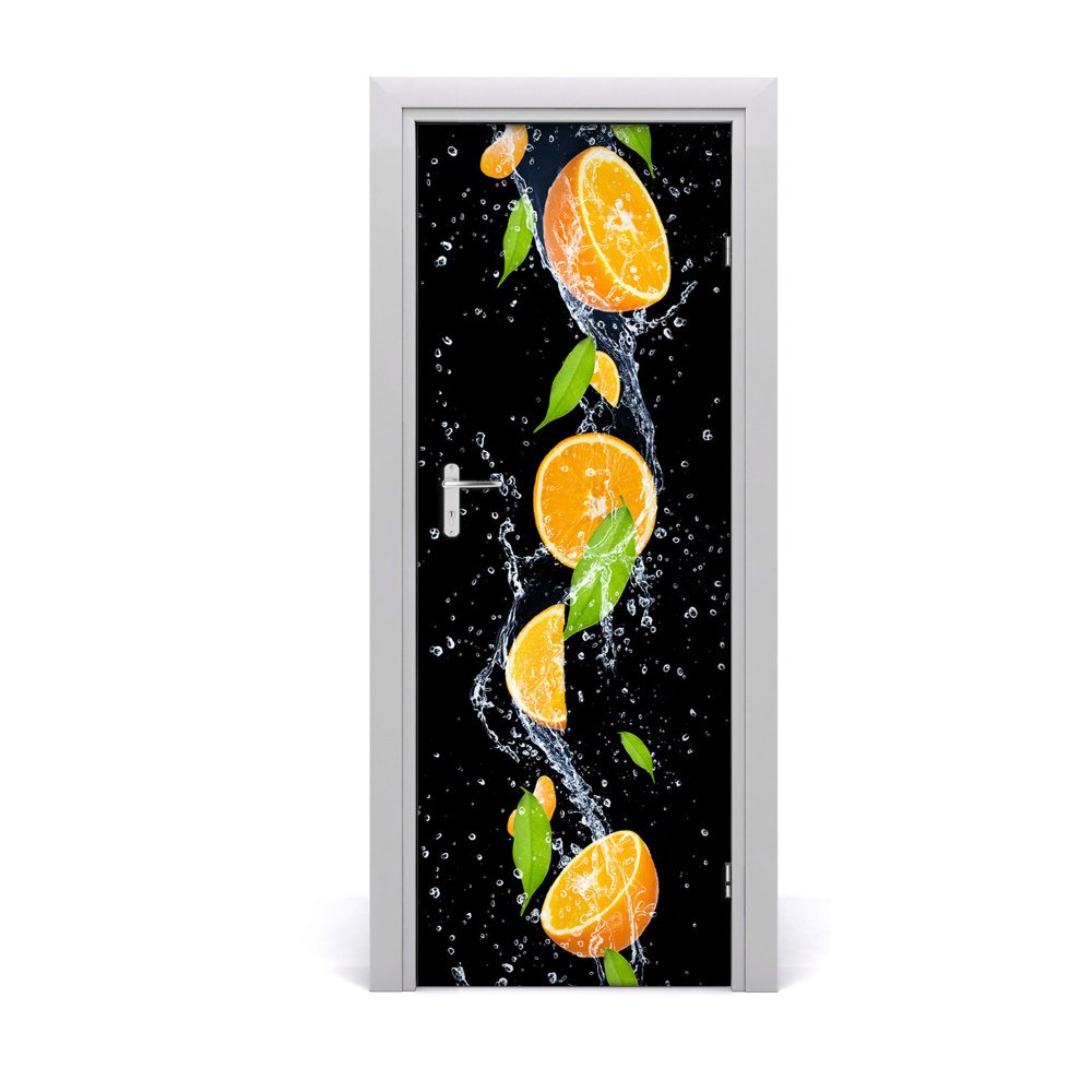 Naklejka na drzwi samoprzylepna Pomarańcze woda