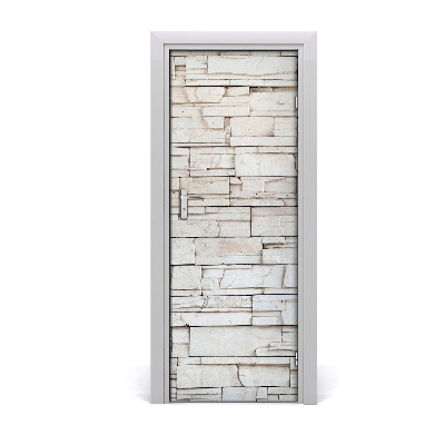 Naklejka fototapeta na drzwi Kamienna biała ściana