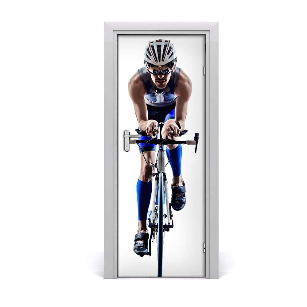 Fototapeta samoprzylepna na drzwi Sport Rowerzysta białe tło