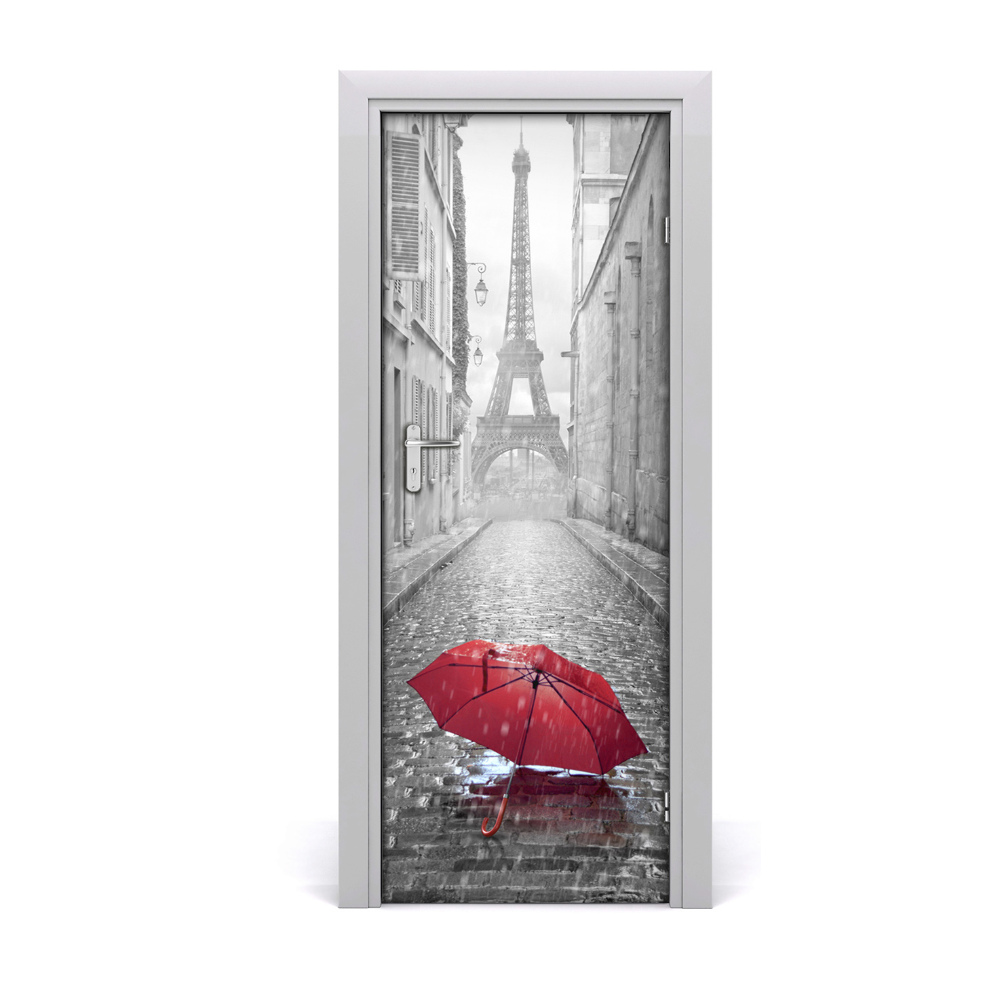Fototapeta samoprzylepna na drzwi Czerwony parasol Paryż
