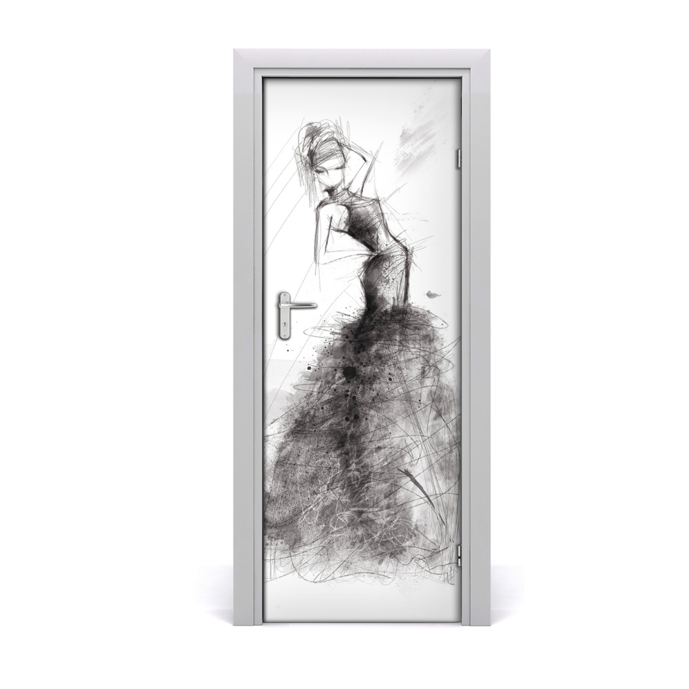 Naklejka samoprzylepna na drzwi Kobieta w sukni