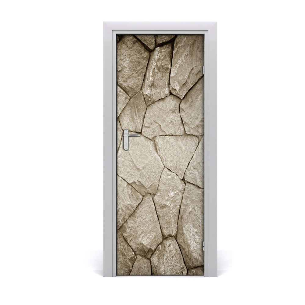 Naklejka fototapeta na drzwi Ściana z jasnego kamienia