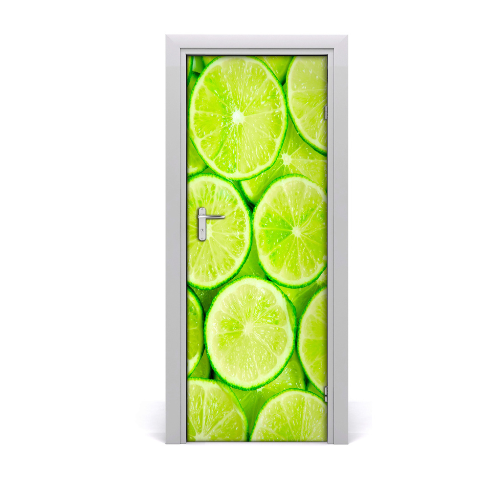 Naklejka na drzwi do domu samoprzylepna Pokrojone limonki
