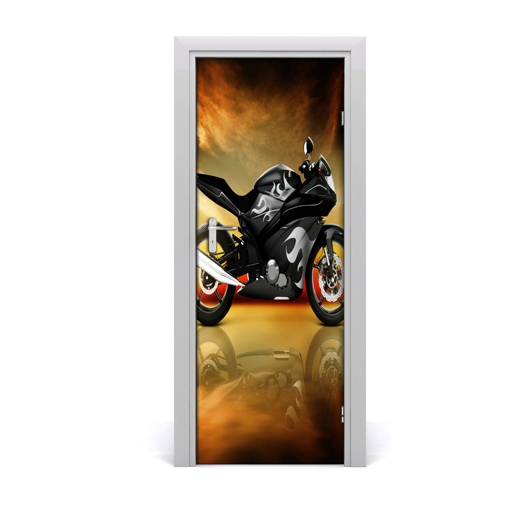 Fototapeta samoprzylepna na drzwi Sport Motocykl pomarańczowe tło