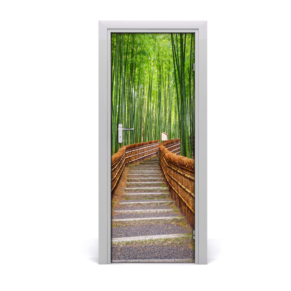 Naklejka fototapeta na drzwi Zielony las bambusowy