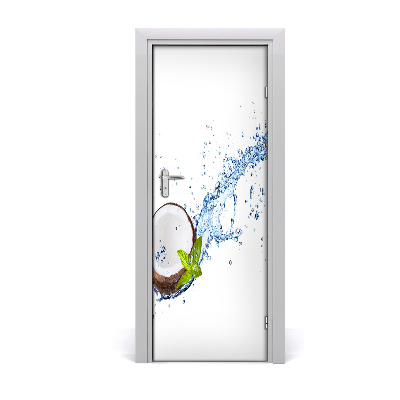 Naklejka na drzwi do domu samoprzylepna Kokos z wodą