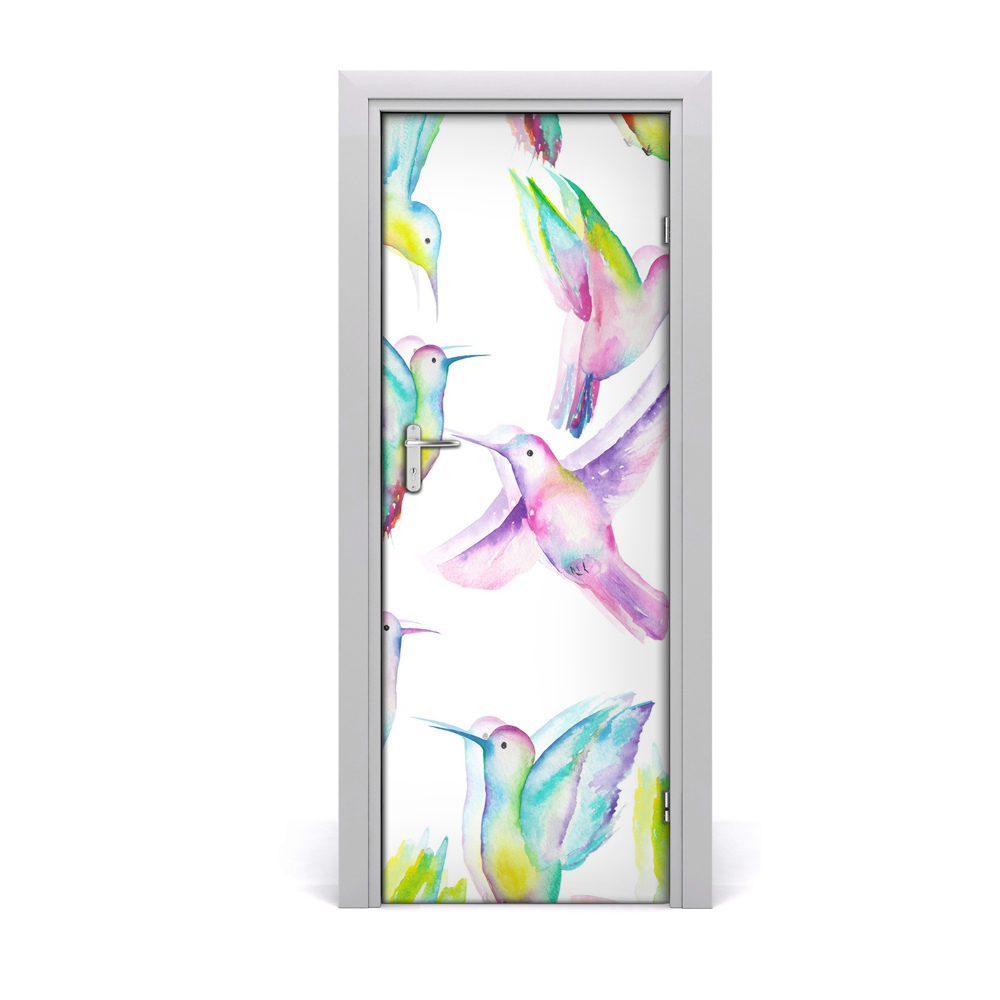 Naklejka samoprzylepna na drzwi Kolorowe kolibry