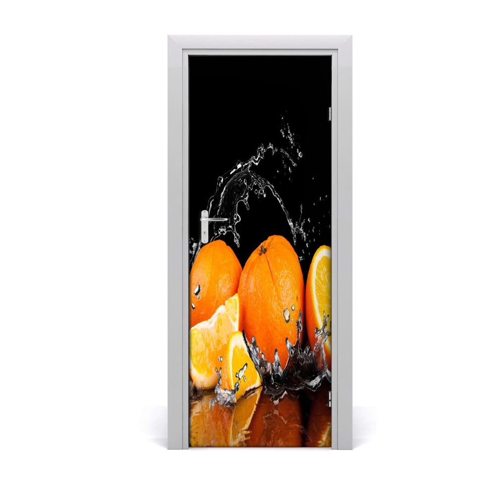 Naklejka na drzwi samoprzylepna Pomarańcze z wodą