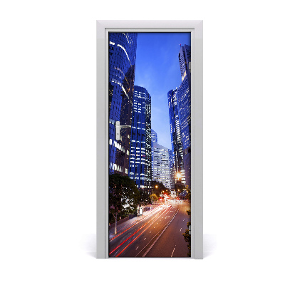Fototapeta samoprzylepna na drzwi Drapacze chmur nocą