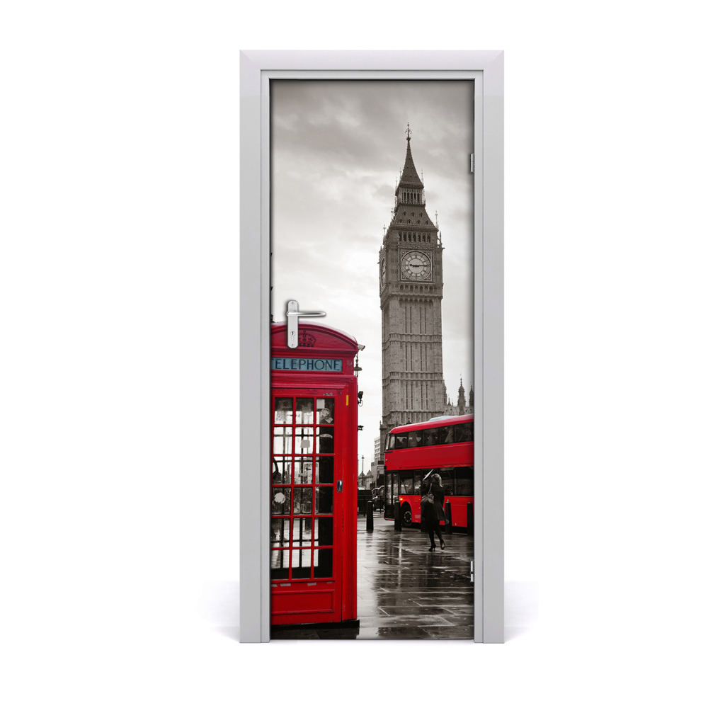 Fototapeta samoprzylepna na drzwi Big Ben Londyn czerwona budka autobus