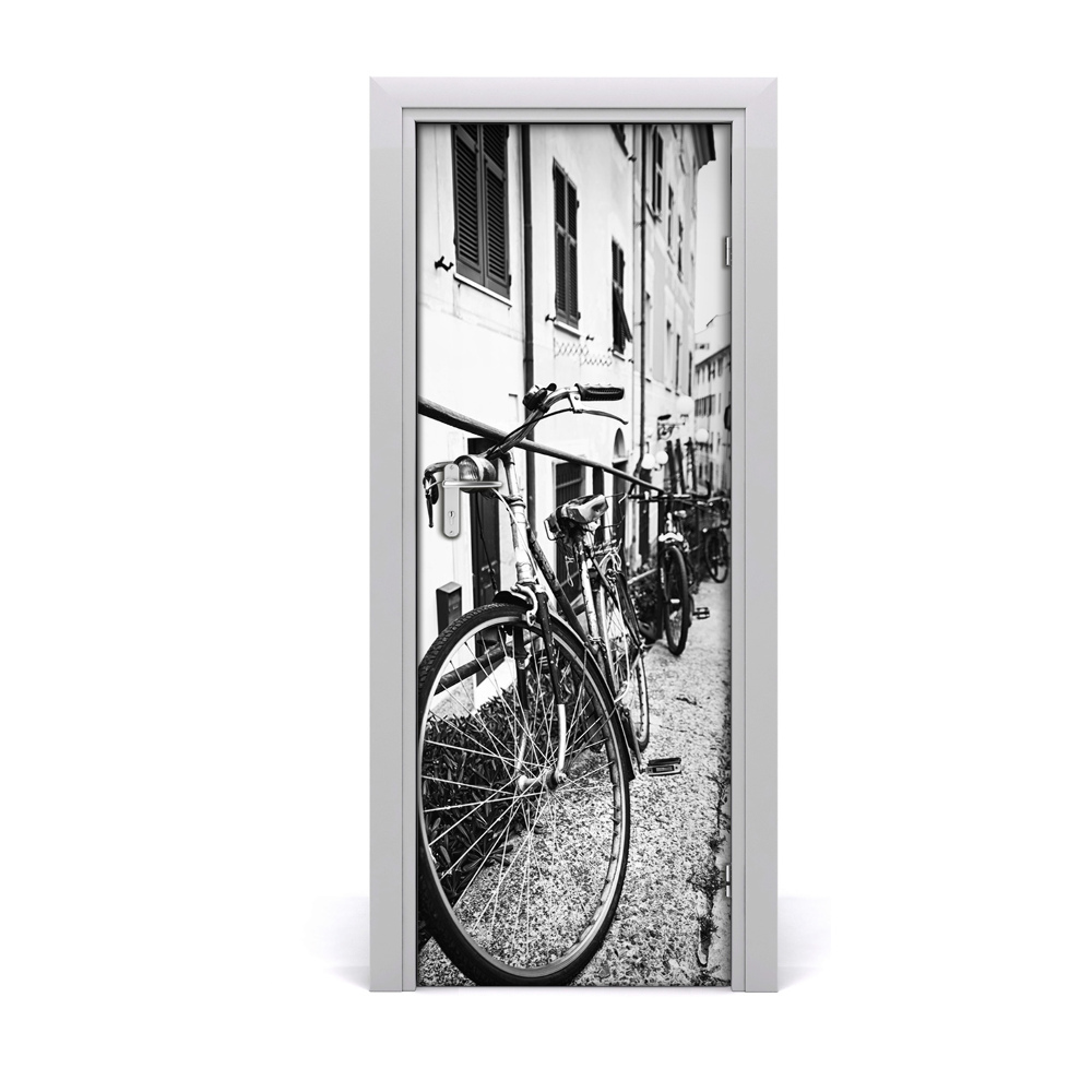 Fototapeta samoprzylepna na drzwi Miejskie rowery czarno-białe