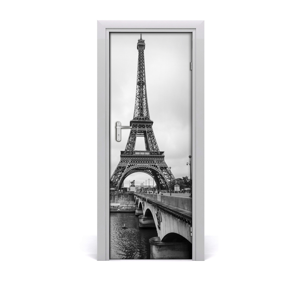Fototapeta samoprzylepna na drzwi Wieża Eiffla czarno-biała