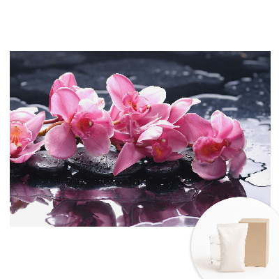 Duża fototapeta na ścianę Różowe orchidee na kamieniach