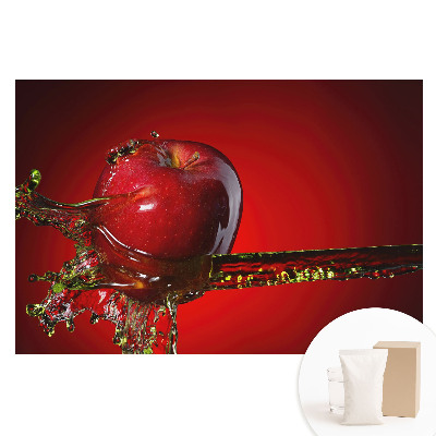 Tapeta fotograficzna na flizelinie Dynamiczne czerwone jabłko w rozprysku płynu