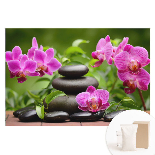 Fototapeta flizelinowa Kwiaty i kamienie w harmonijnej aranżacji