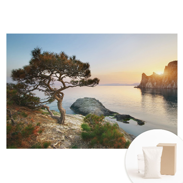 Fototapeta na flizelinie Malowniczy zachód słońca nad klifem