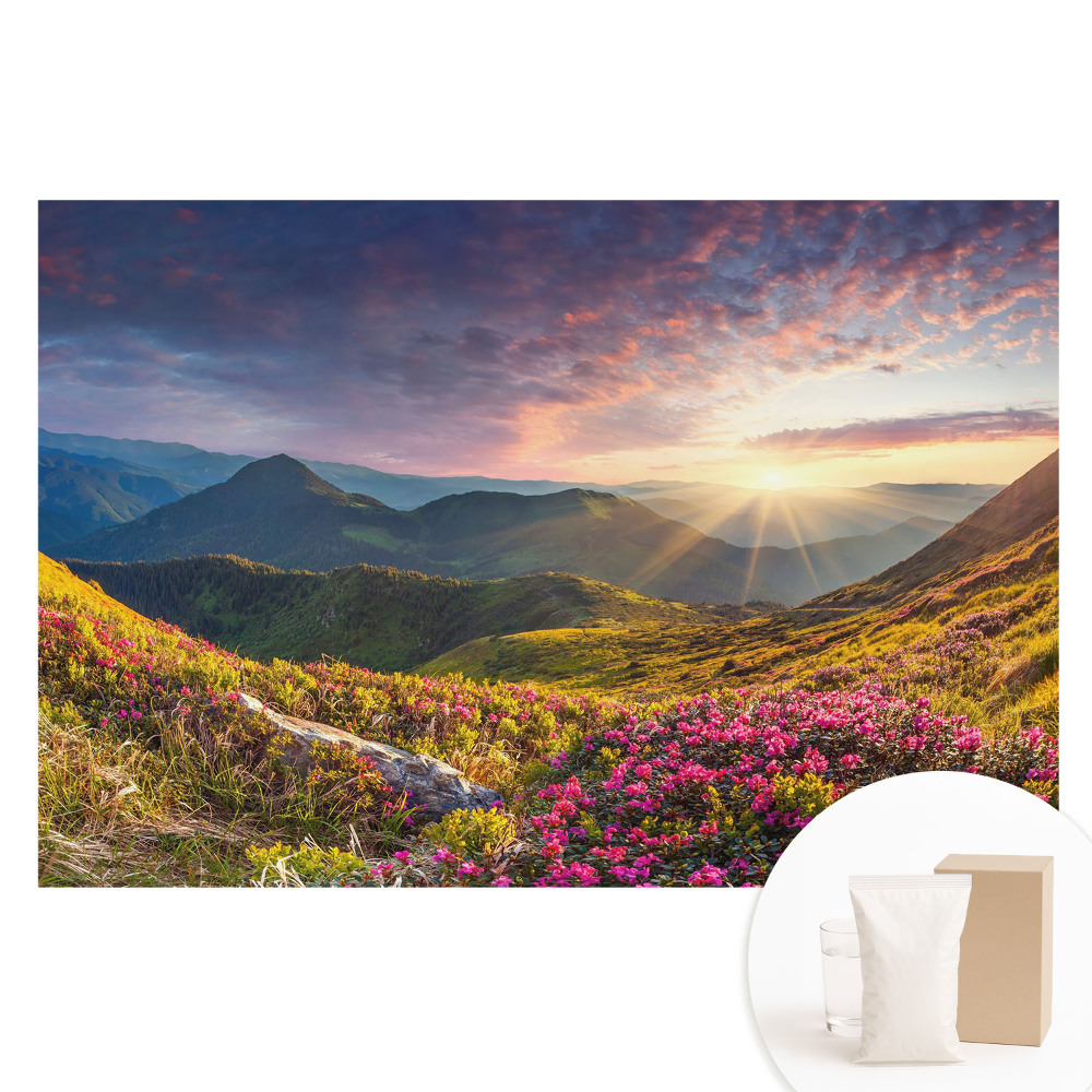 Tapeta fotograficzna na flizelinie Górski krajobraz w promieniach słońca