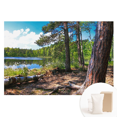 Flizelinowa tapeta fotograficzna Leśny pejzaż nad jeziorem naturalny spokój