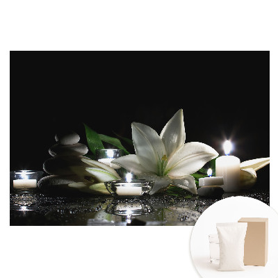 Duża fototapeta na ścianę Lilie z kamieniami i świecami