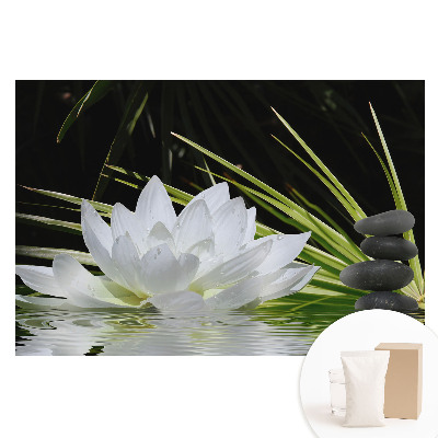 Duża fototapeta na ścianę Biała lilia kamienie medytacja