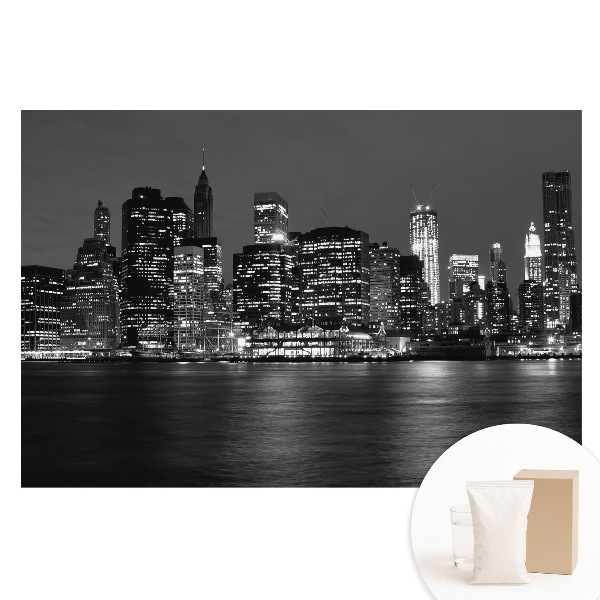 Duża fototapeta na ścianę Panorama miasta nocą z odbiciem w wodzie