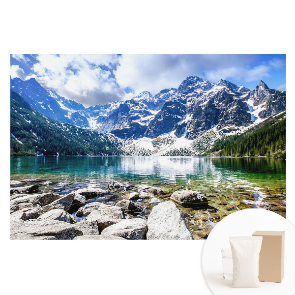 Duża fototapeta na ścianę Górskie jezioro i szczyty inspirują spokojem