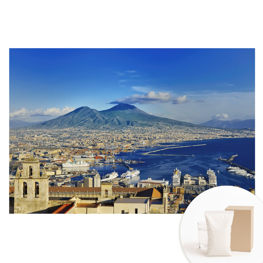 Tapeta fotograficzna flizelinowa Malowniczy pejzaż z wulkanem i portem