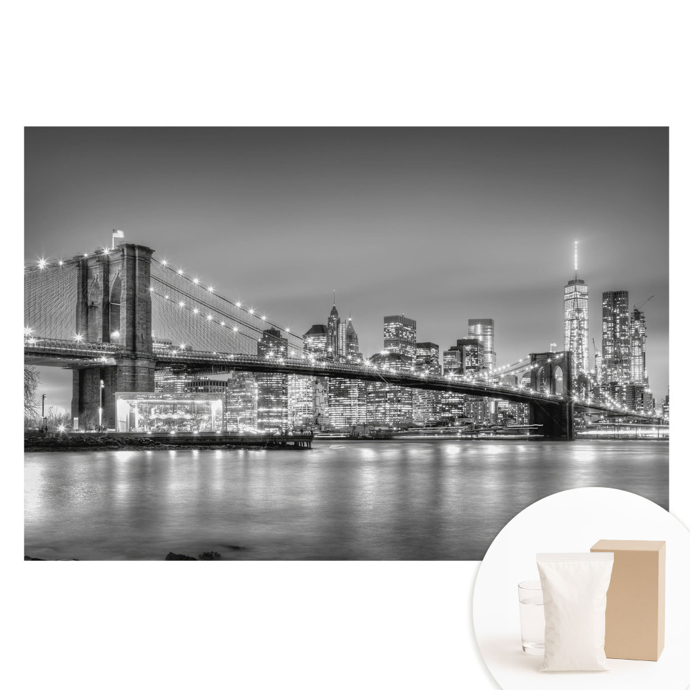 Fototapeta z nadrukiem na flizelinie Nocna panorama metropolii most i wieżowce