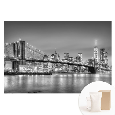 Fototapeta z nadrukiem na flizelinie Nocna panorama metropolii most i wieżowce