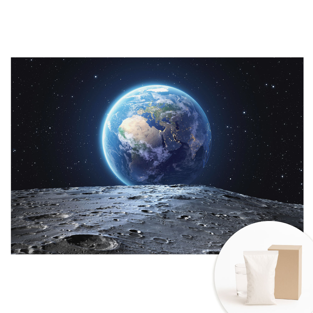 Fototapeta flizelinowa z nadrukiem Rozgwieżdżony widok z Księżyca