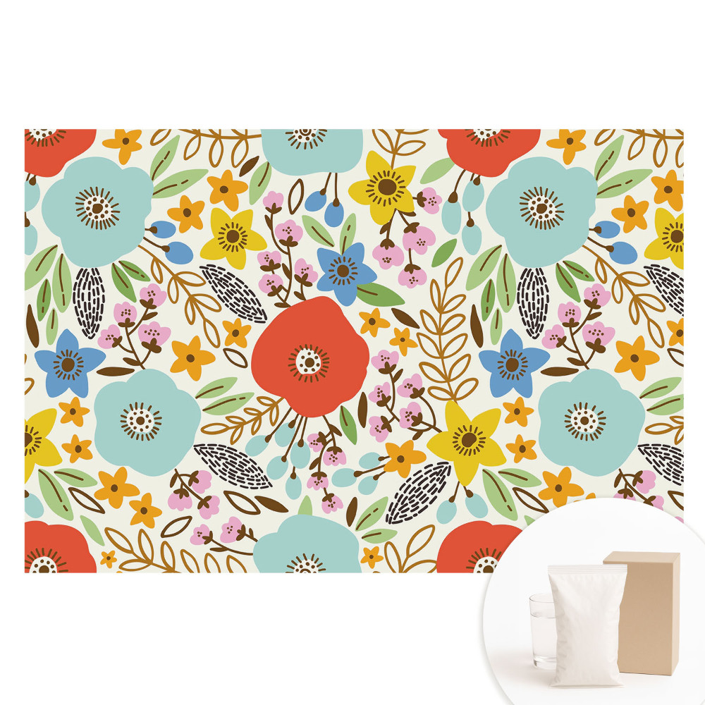 Fototapeta flizelinowa z nadrukiem Kolorowe kwiaty na białym tle