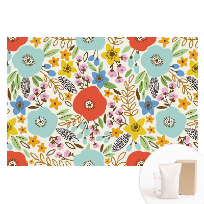 Fototapeta flizelinowa z nadrukiem Kolorowe kwiaty na białym tle