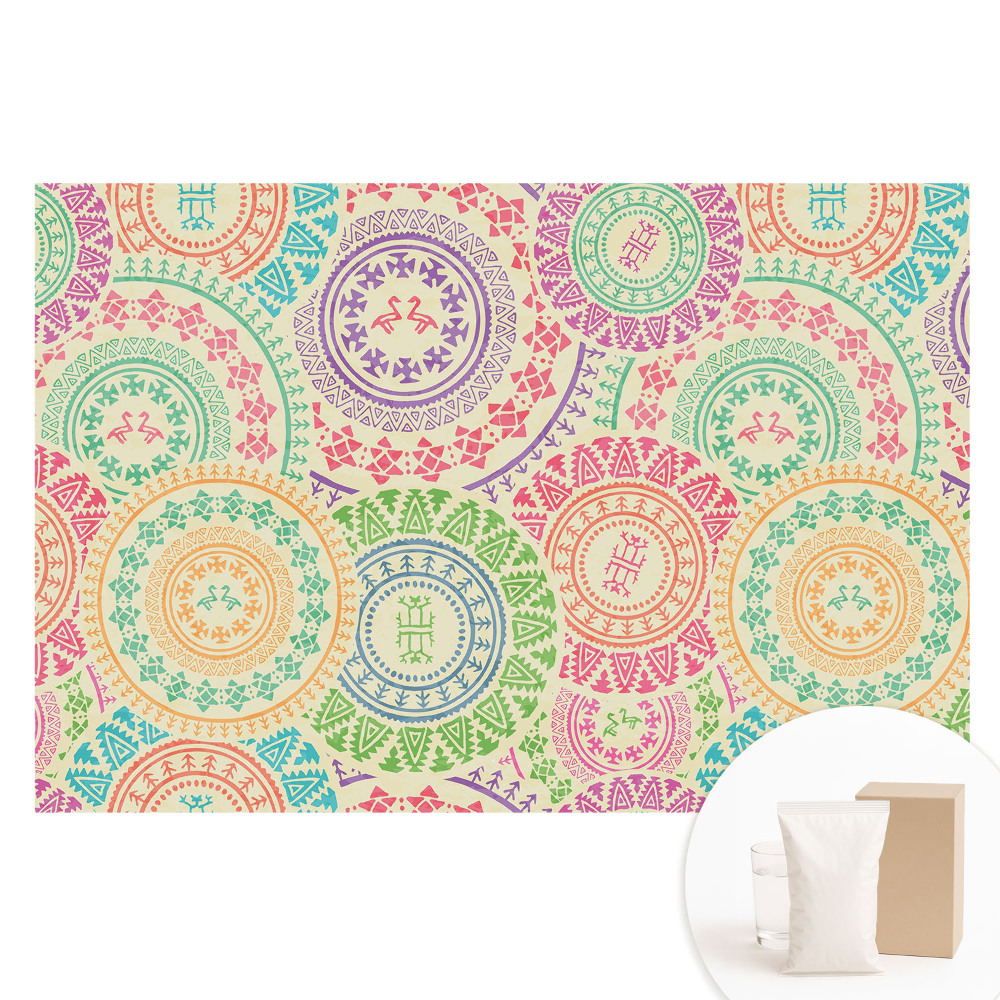 Tapeta flizelinowa fotograficzna Mandale w stylu boho w pastelowych kolorach