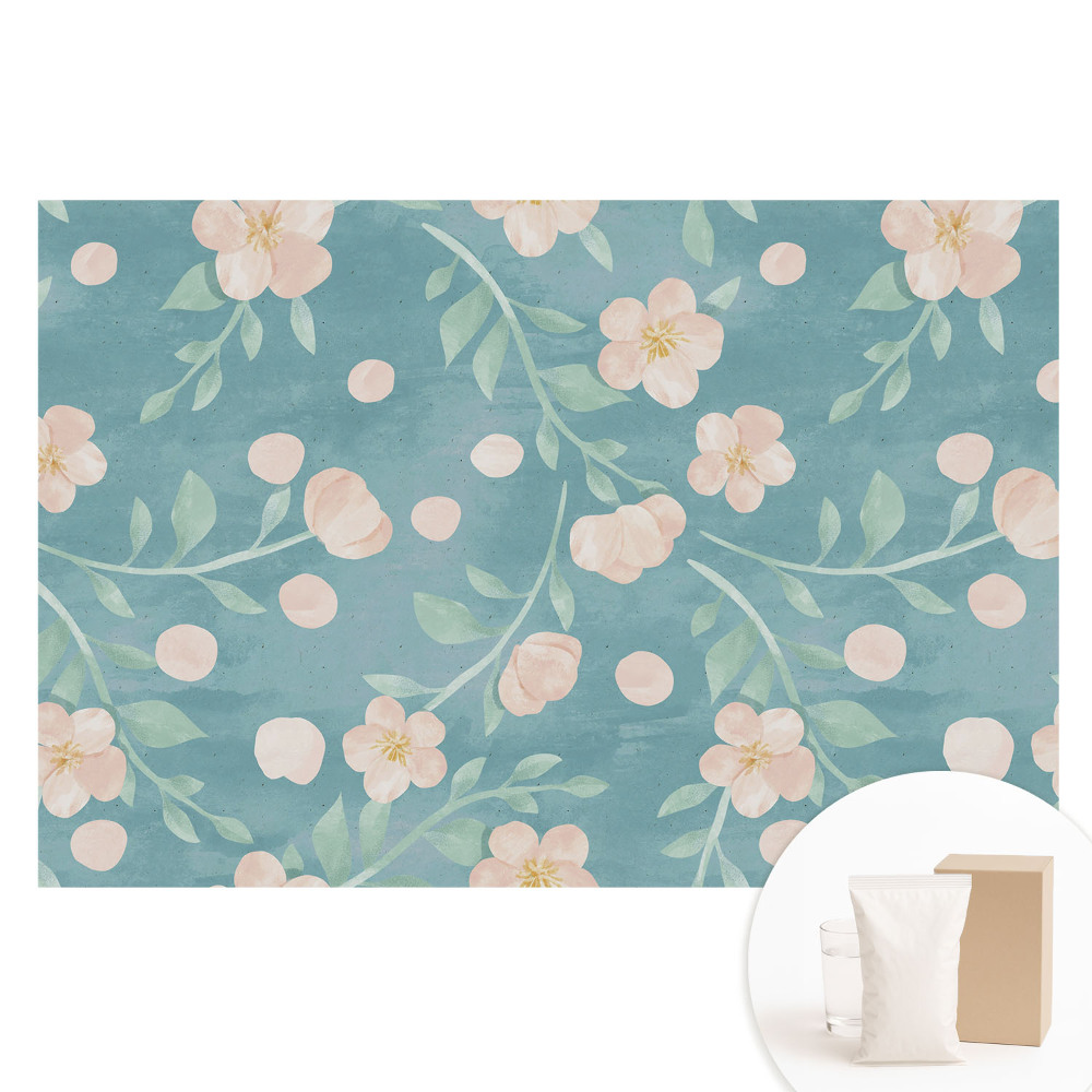 Fototapeta flizelinowa z nadrukiem Pastelowe kwiaty i liście