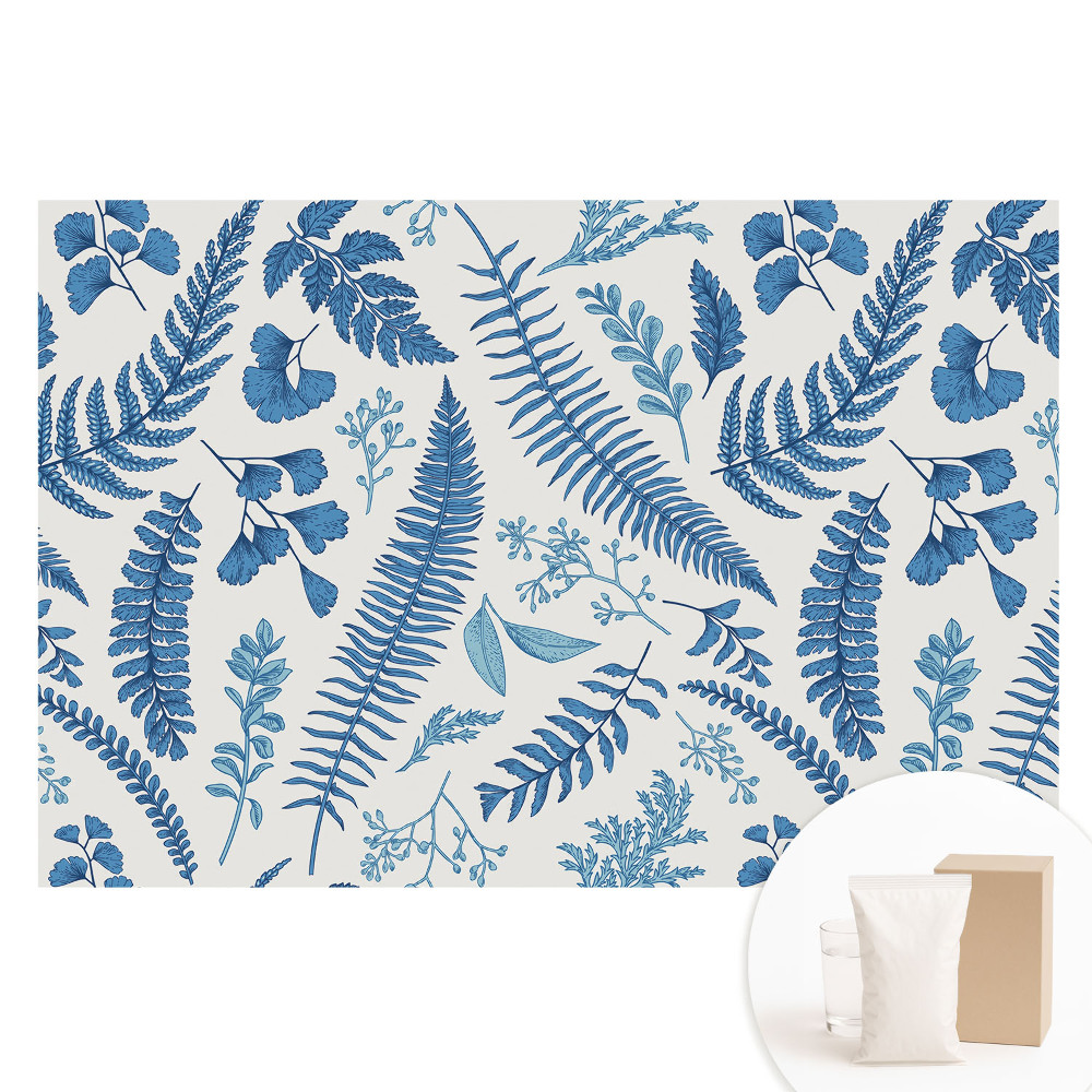 Fototapeta na flizelinie Niebieskie liście na białym tle