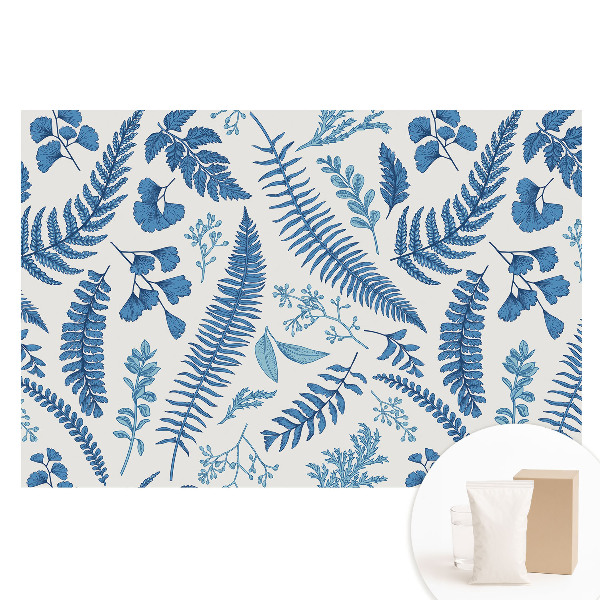 Fototapeta na flizelinie Niebieskie liście na białym tle