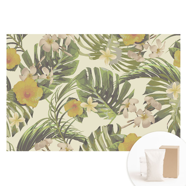 Fototapeta z nadrukiem na flizelinie Tropikalne liście kwiaty egzotyka