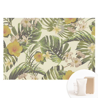 Fototapeta z nadrukiem na flizelinie Tropikalne liście kwiaty egzotyka